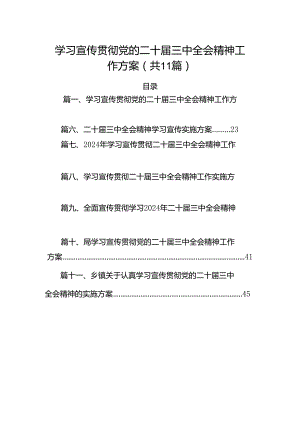 （11篇）学习宣传贯彻党的二十届三中全会精神工作方案专题资料.docx