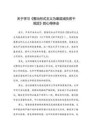 关于《整治形式主义为基层减负若干规定》的感悟体会9篇.docx