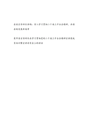 宣传部长深入学习贯彻二十届三中全会精神党课讲稿宣讲动员讲话2篇.docx