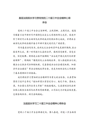 基层法院院长学习贯彻党的二十届三中全会精神心得体会 （汇编8份）.docx