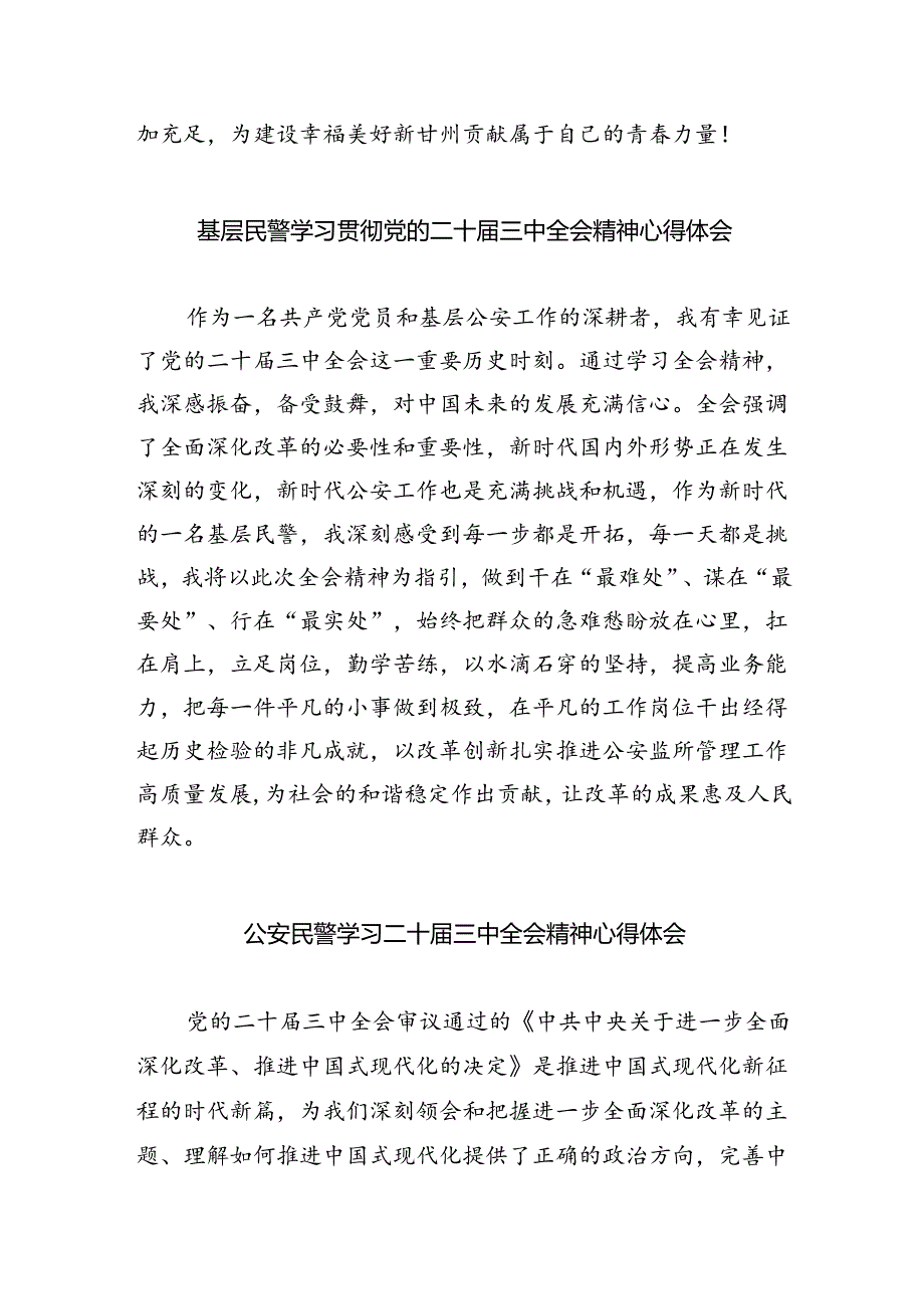 （9篇）治安大队民警学习贯彻党的二十届三中全会精神心得体会（详细版）.docx_第2页