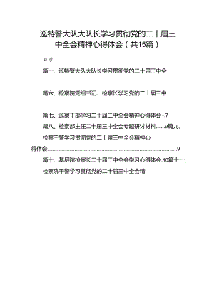 （15篇）巡特警大队大队长学习贯彻党的二十届三中全会精神心得体会（详细版）.docx