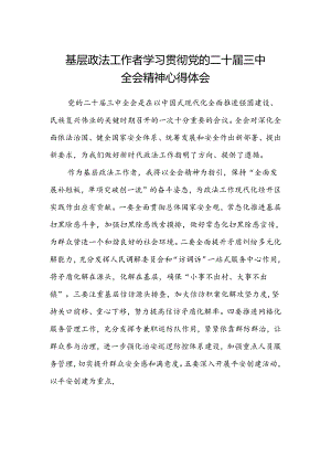 基层政法工作者学习贯彻党的二十届三中全会精神心得体会.docx