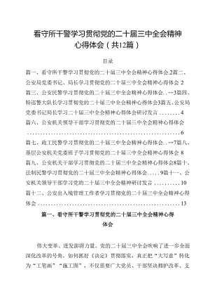 看守所干警学习贯彻党的二十届三中全会精神心得体会12篇（详细版）.docx