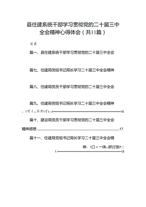 （11篇）县住建系统干部学习贯彻党的二十届三中全会精神心得体会范文.docx