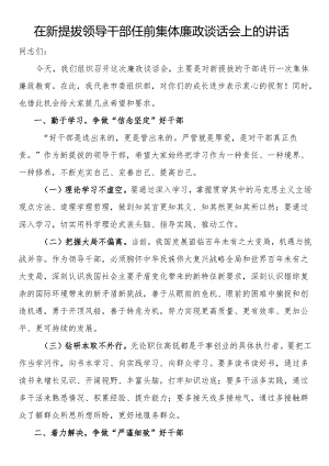 在新提拔领导干部任前集体廉政谈话会上的讲话.docx