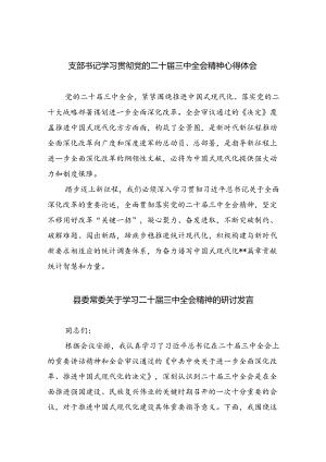 （9篇）支部书记学习贯彻党的二十届三中全会精神心得体会合计.docx