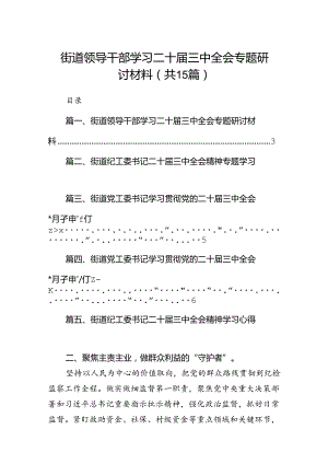 （15篇）街道领导干部学习二十届三中全会专题研讨材料范文.docx