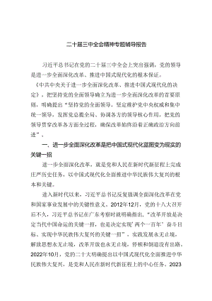 (三篇)二十届三中全会精神专题辅导报告（精选）.docx