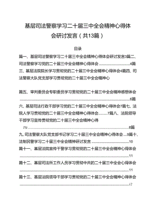 （13篇）基层司法警察学习二十届三中全会精神心得体会研讨发言（详细版）.docx