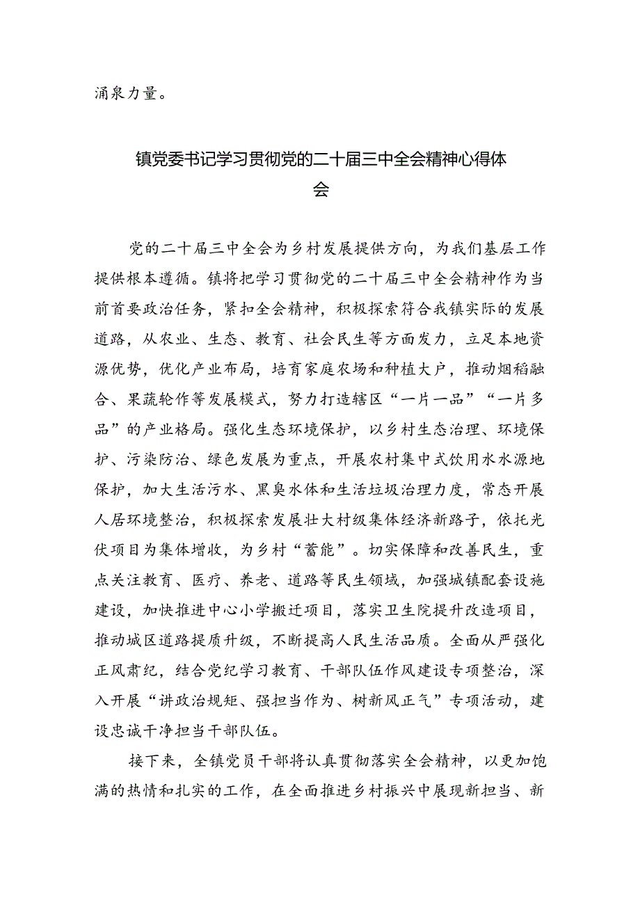 基层乡党委书记学习贯彻党的二十届三中全会精神心得体会5篇（精选版）.docx_第3页