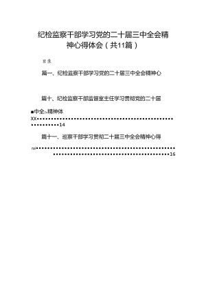 （11篇）纪检监察干部学习党的二十届三中全会精神心得体会范文通用.docx