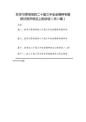 （11篇）在学习贯彻党的二十届三中全会精神专题研讨班开班式上的讲话合辑.docx