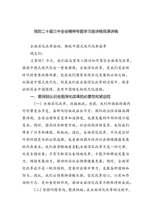 （5篇）党的二十届三中全会精神专题学习宣讲稿党课讲稿范文.docx