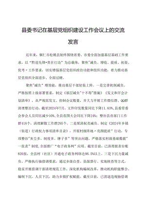 县委书记在基层党组织建设工作会议上的交流发言.docx