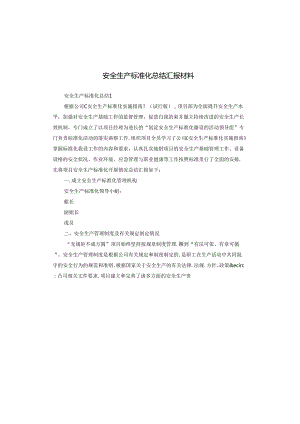 安全生产标准化总结汇报材料.docx