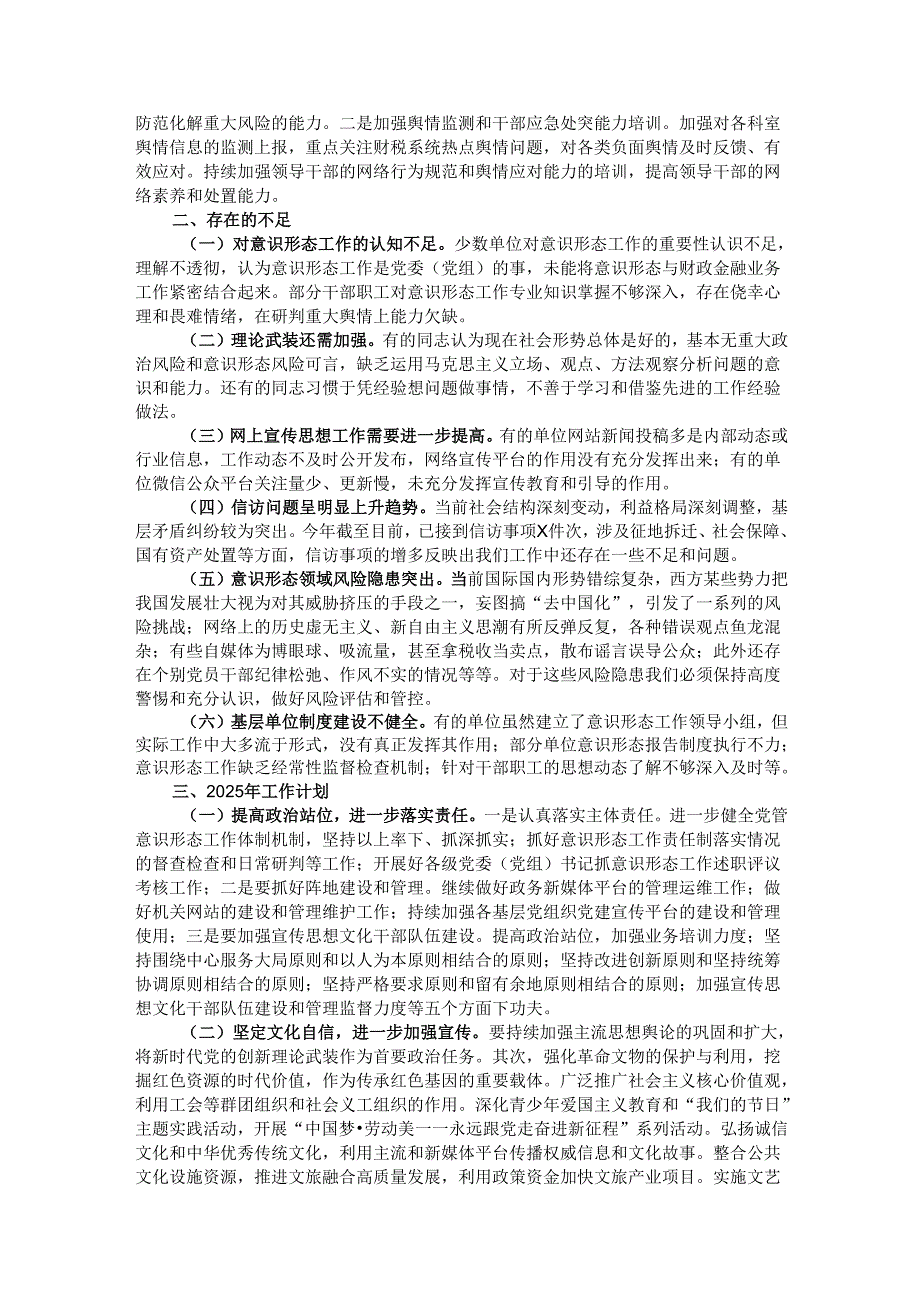 市直单位2024年意识形态工作情况总结及2025年工作计划.docx_第2页