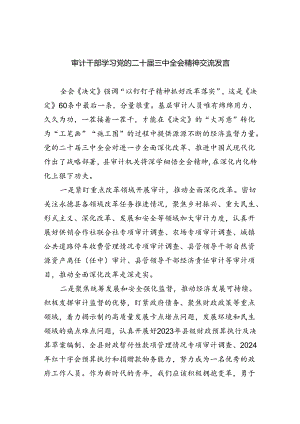 （7篇）审计干部学习党的二十届三中全会精神交流发言合辑.docx