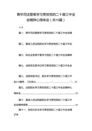 （15篇）青年司法警察学习贯彻党的二十届三中全会精神心得体会范文.docx