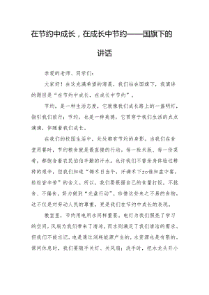 在节约中成长在成长中节约——国旗下的讲话.docx