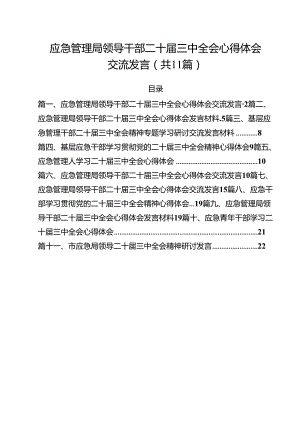 应急管理局领导干部二十届三中全会心得体会交流发言（共11篇）.docx