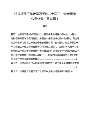 （13篇）法律援助工作者学习党的二十届三中全会精神心得体会范文.docx