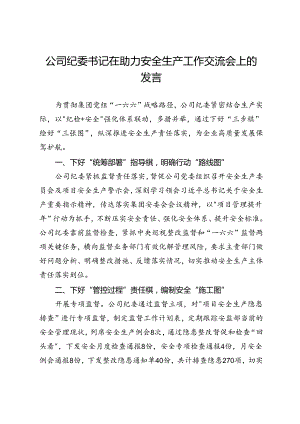 公司纪委书记在安全生产工作会议上关于履行监督责任的发言.docx