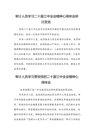 (5篇)审计人员学习二十届三中全会精神心得体会研讨发言（精选）.docx