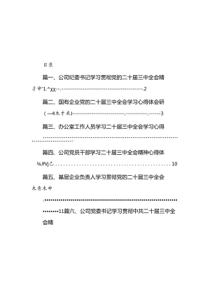 公司纪委书记学习贯彻党的二十届三中全会精神心得体会 （汇编7份）.docx