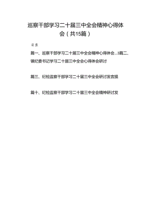 （15篇）巡察干部学习二十届三中全会精神心得体会汇编.docx