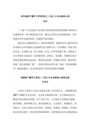 青年检察干警学习贯彻党的二十届三中全会精神心得体会范文8篇（最新版）.docx