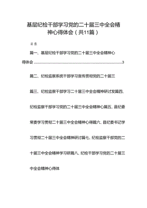 （11篇）基层纪检干部学习党的二十届三中全会精神心得体会范文.docx