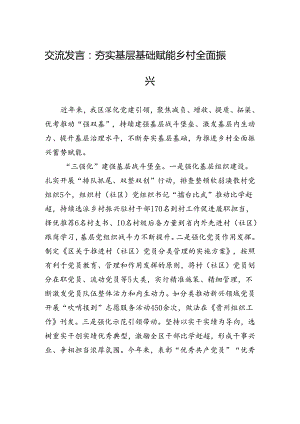 交流发言：夯实基层基础+赋能乡村全面振兴.docx