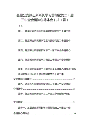 （11篇）基层公安派出所所长学习贯彻党的二十届三中全会精神心得体会范文.docx