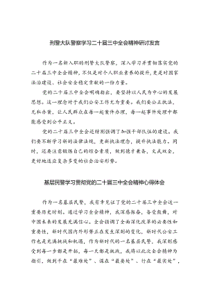 （9篇）刑警大队警察学习二十届三中全会精神研讨发言（最新版）.docx