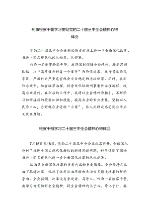 刑事检察干警学习贯彻党的二十届三中全会精神心得体会5篇（精选版）.docx