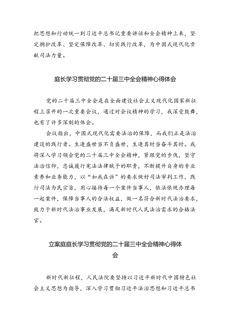 基层法庭庭长学习贯彻党的二十届三中全会精神心得体会8篇（详细版）.docx_第2页