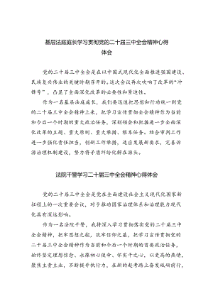 基层法庭庭长学习贯彻党的二十届三中全会精神心得体会8篇（详细版）.docx