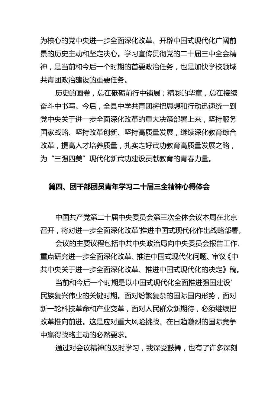 基层乡镇团委书记学习贯彻党的二十届三中全会精神心得体会10篇（最新版）.docx_第3页