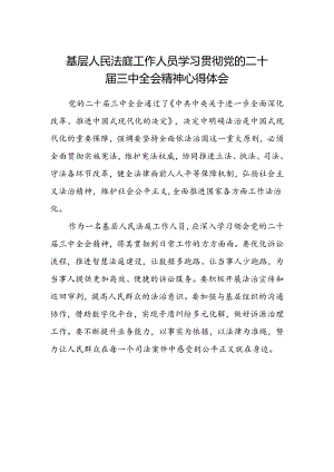 基层人民法庭工作人员学习贯彻党的二十届三中全会精神心得体会.docx