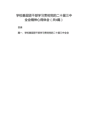 (9篇)学校基层团干部学习贯彻党的二十届三中全会精神心得体会（最新）.docx