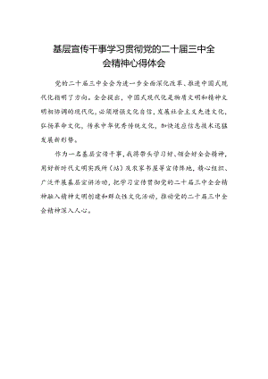 基层宣传干事学习贯彻党的二十届三中全会精神心得体会.docx