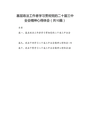 基层政法工作者学习贯彻党的二十届三中全会精神心得体会（共10篇）.docx