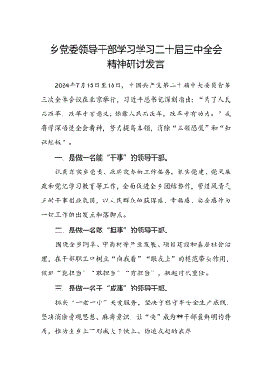 乡党委领导干部学习学习二十届三中全会精神研讨发言.docx