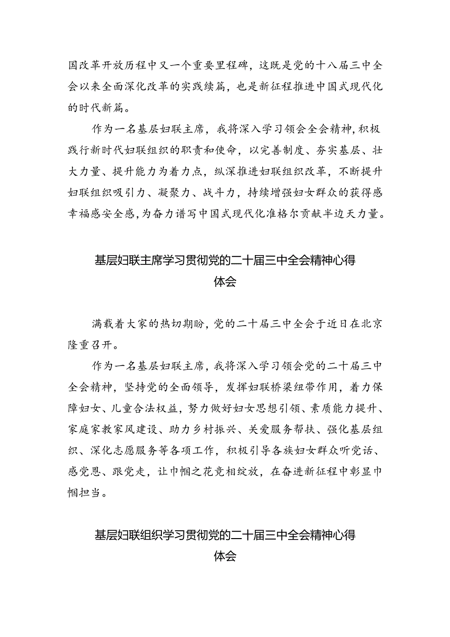 县妇联主席学习党的二十届三中全会精神心得体会（共8篇）.docx_第2页