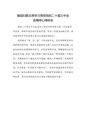 基层妇联主席学习贯彻党的二十届三中全会精神心得体会.docx