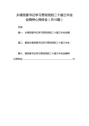 乡镇党委书记学习贯彻党的二十届三中全会精神心得体会精选（共10篇）.docx