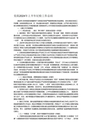 党组2024年上半年纪检工作总结 .docx