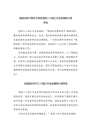 基层法院干警学习贯彻党的二十届三中全会精神心得体会【8篇】.docx