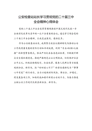 公安检查站站长学习贯彻党的二十届三中全会精神心得体会.docx